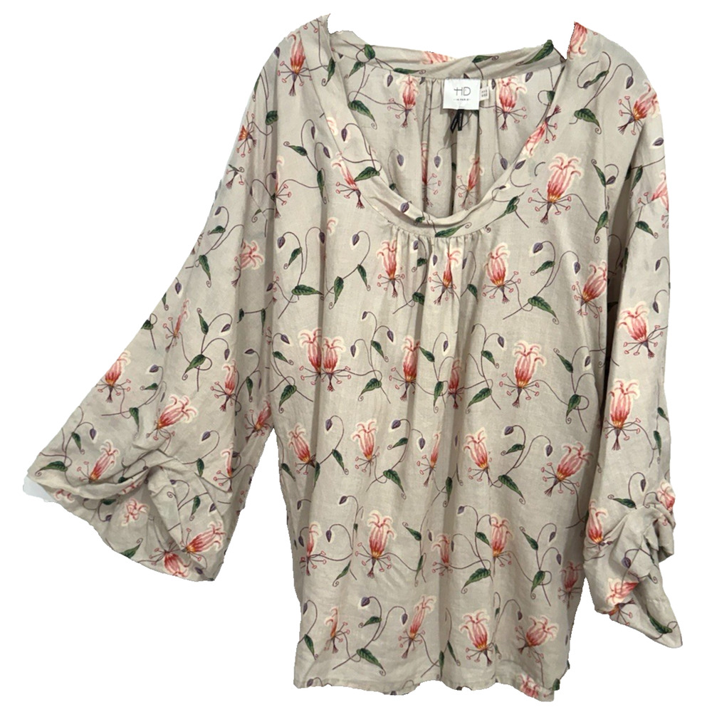 Anthropologie HD in Paris Floral Peasant Blouse Boho Cottagecore Sz 12 NWOT - Picture 2 of 8